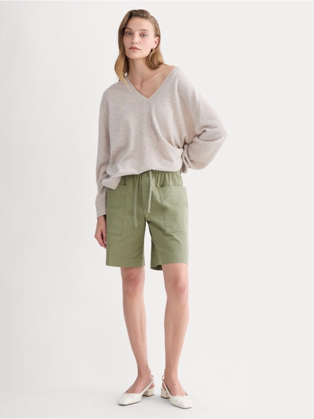 Everlane The Easy Cargo Short in Sagebrush Green Small Drawstring Waist